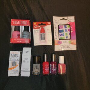 Lot Of 9 Nail Polish Essie Sally Hansen Strips Lot Kiss Glue Orly Adesse Tinsel